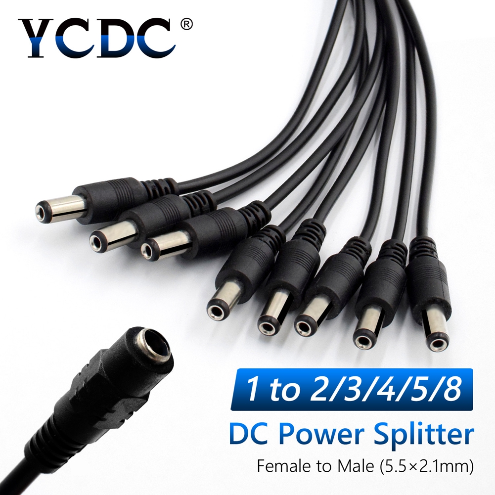 2.1*5.5mm 1 hunn  to 2 3 4 5 8 hann dc strøm splitter plugg kabel for cctv led strip kamera tilbehør strømforsyning adapter 12v