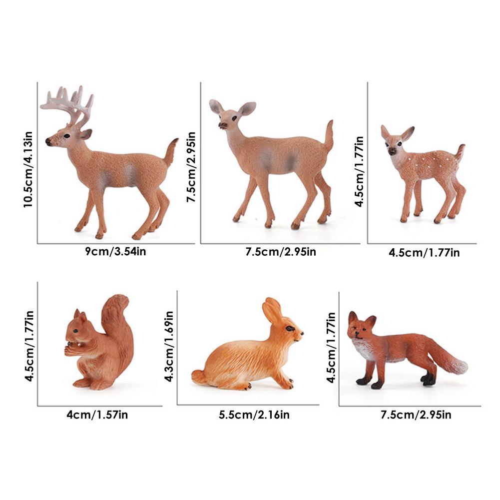 6 Piece Realistic Animal Figurines Vinyl Wild Educational Animal Learning Toy Set Plastic Jungle Animals Toys Set with Deer Rab
