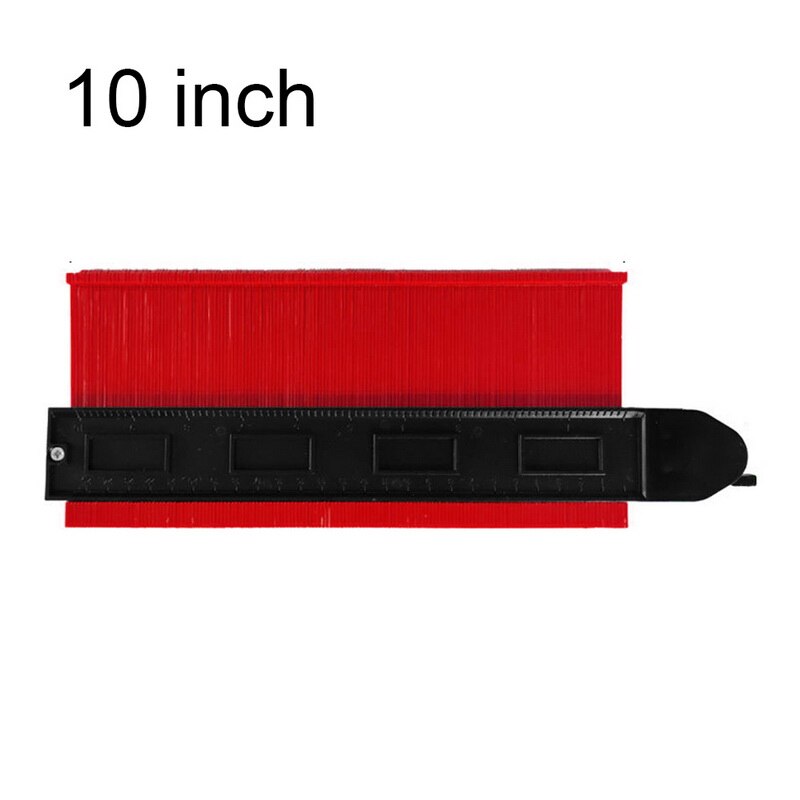 Herramientas de medición de perfiles de 5/10 pulgadas, duplicador profundo, baldosas, laminado, carpintería, calibre de plástico irregular, medidor de contorno, reglado: 10 pulgadas rojo