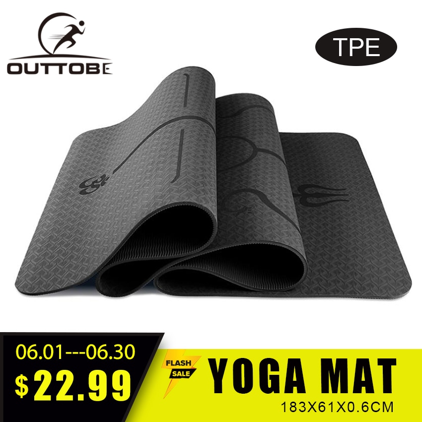 Outtobe Yoga Mat 6 Mm Gym Oefening Mat Milieuvriendelijk Tpe Materiaal Antislip Oefening Mat Workout mat Met Draagtas