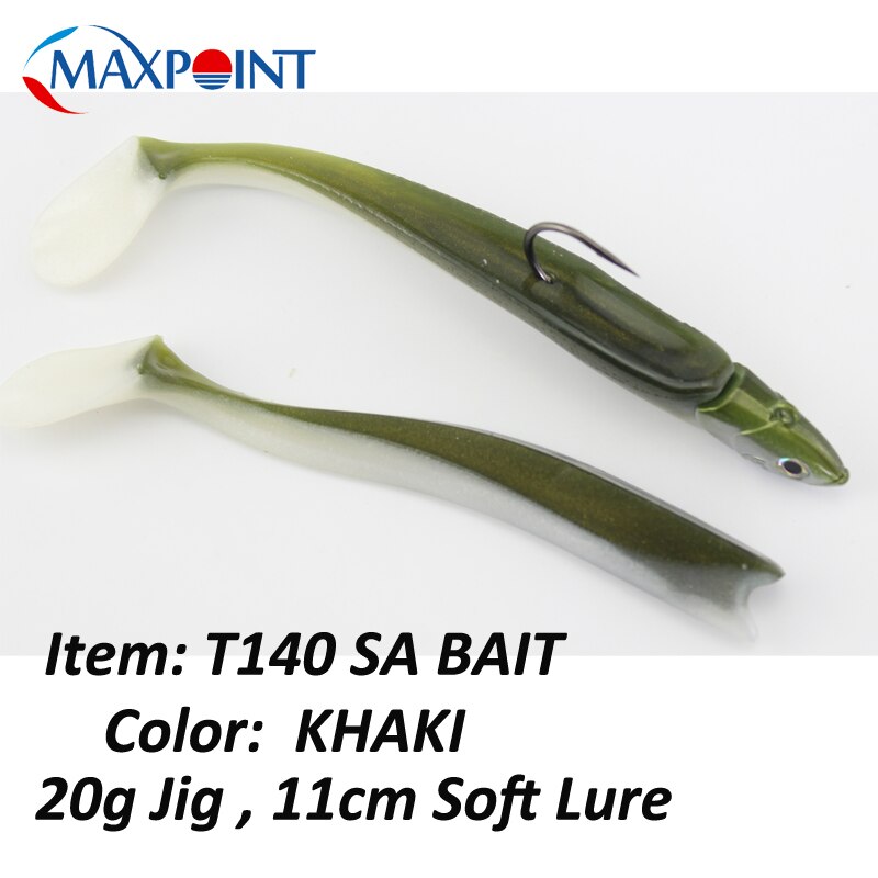 11 Cm Vissen Lokt Set Met Swing Staart Sayori 140 Met 20G Jig Hoofd Kajak Zachte Lokt Inshore Vissen aas Flexibele Vinyle: T140KHAKI