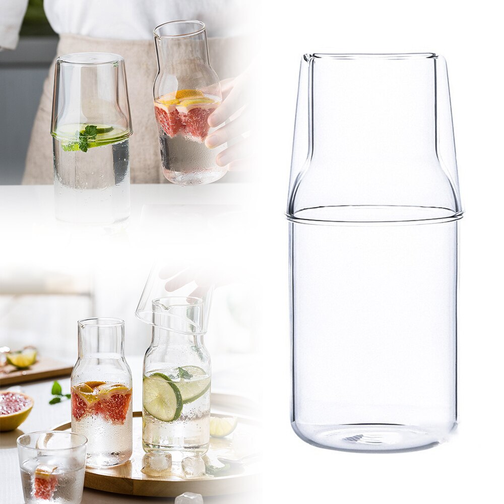 Water Carafe With Tumbler Glass Heat-Resistant Juice Container Glass Water Bottle Drinking Water Cup Set Kitchen Supplies