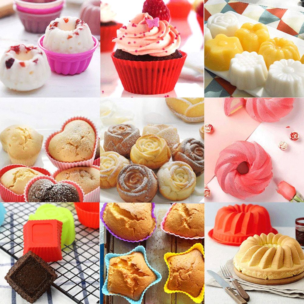 Silicone Cupcake Mold Heart Shape Cake Muffin Bakvorm Anti-aanbak Herbruikbare Siliconen Mallen Diy Homemake Muffin Jelly Mallen