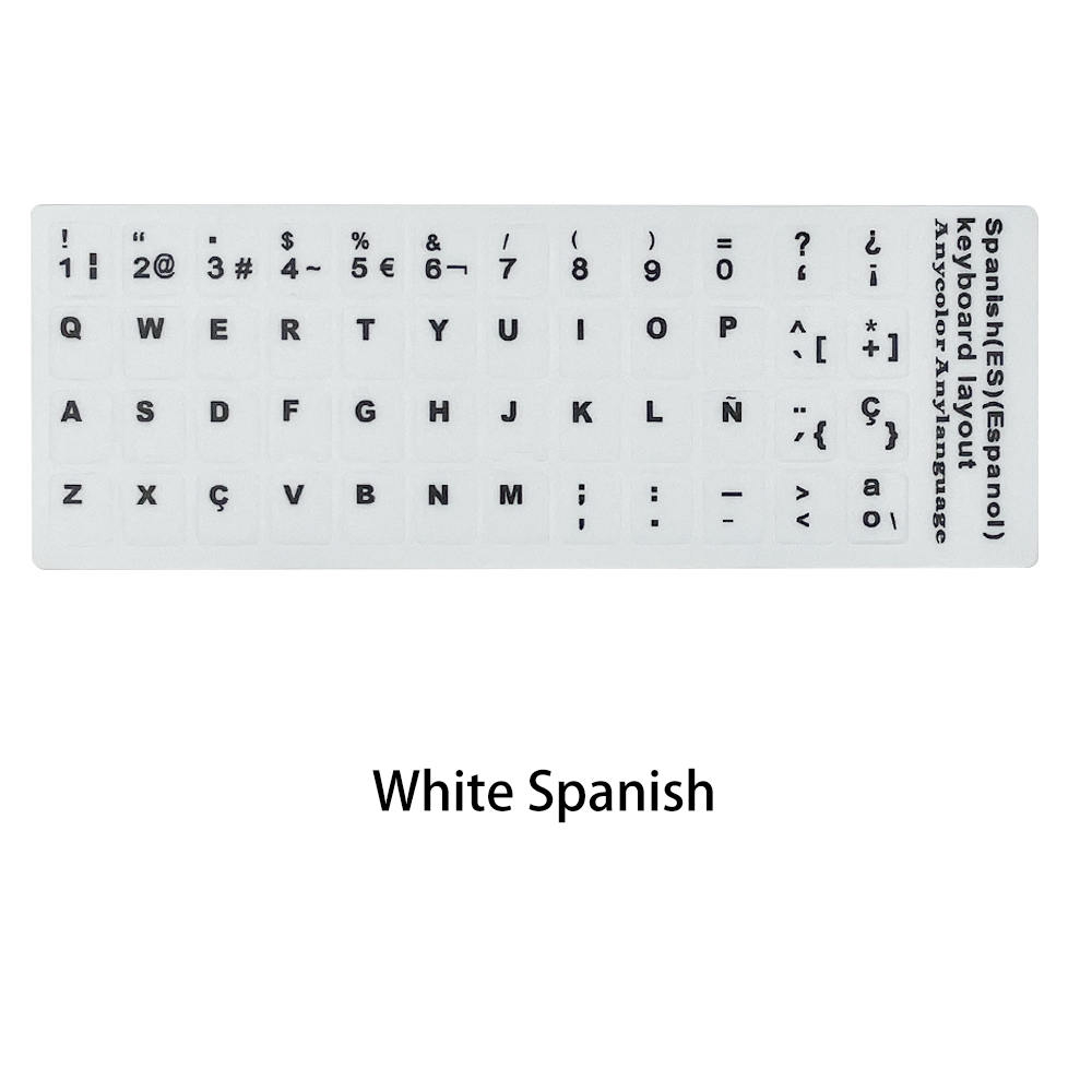 Russian French English Arabic Spanish Portuguese Hebrew Keyboard Stickers Letter Alphabet Layout Sticker For Laptop Desktop PC: White Spain