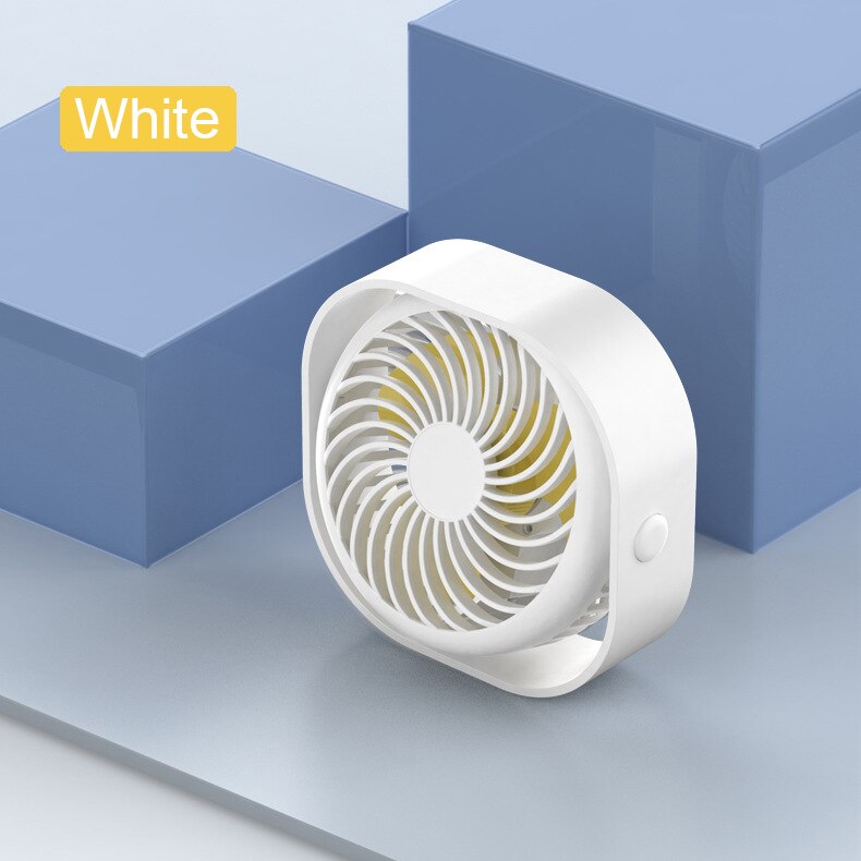 USB Aufladbare 3 Geschwindigkeit Mini USB Schreibtisch Fan Persönliche Kühlung Fans 360 Drehung Einstellbar Winkel für Sekretariat Heimat Reisen Auto: Weiß