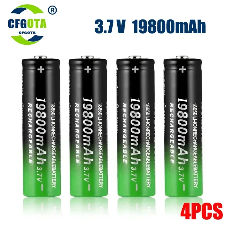 18650 Akku 19800 mAh wiederaufladbarer Akku 3,7 V Kapazität Li-Ionen-Akku für Taschenlampe: Grau