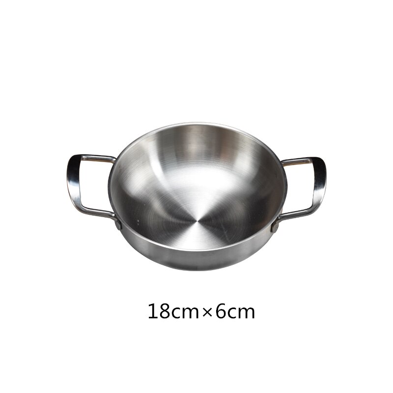 Koreansk oljesparende stekepanne husholdnings mini frityrkoker doble ører liten tørr gryte gryte restaurant suop gryterett panne glass lokk lokk: 18cm
