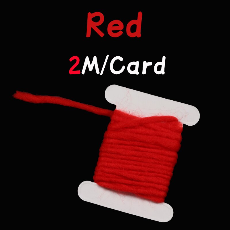 WIFREO 14 Colors 3mm/2M Fly Tying Yarn Egg Fly Tying Material Buzzer Nymph Body Tail Tying Fiber Fly Body Decorating Wool: 1 card red