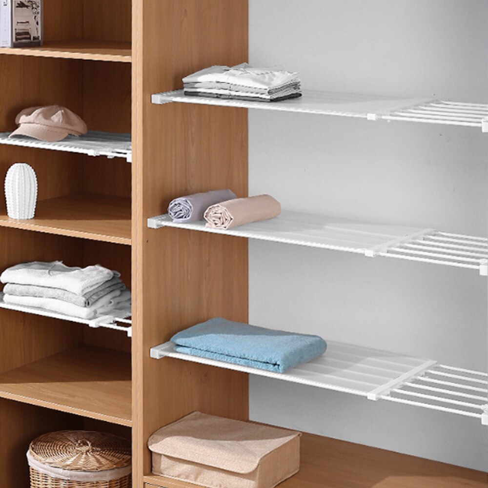 Adjustable Closet Organizer Storage Shelf Wall-Mounted Kitchen Rack Space Saving Wardrobe Decorative Shelves Cabinet Holders