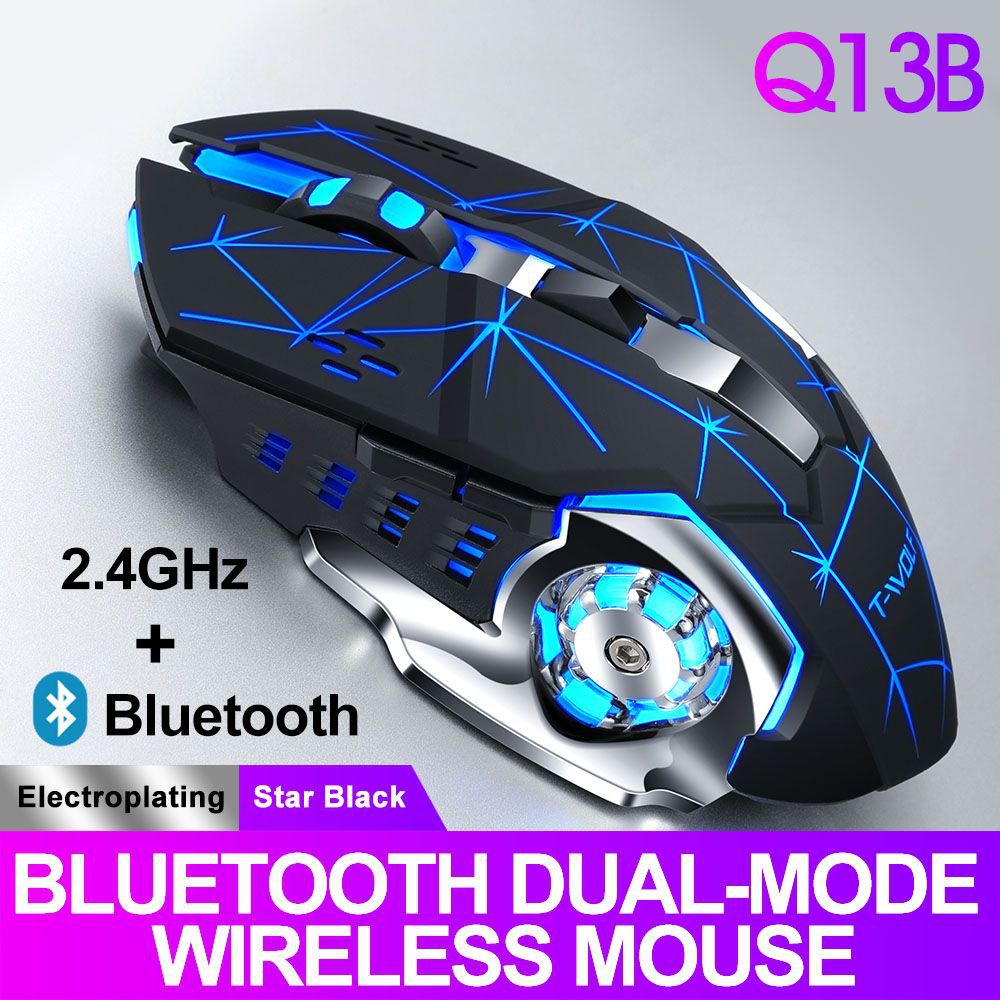 Nowy 2.4Ghz Wirelss przenośny wyciszony Bluetooth podwójny tryb mysz świecąca gra Laptop telefon PC Pad telefon uniwersalny Raton inalambrico myszy: FIOLETOWY