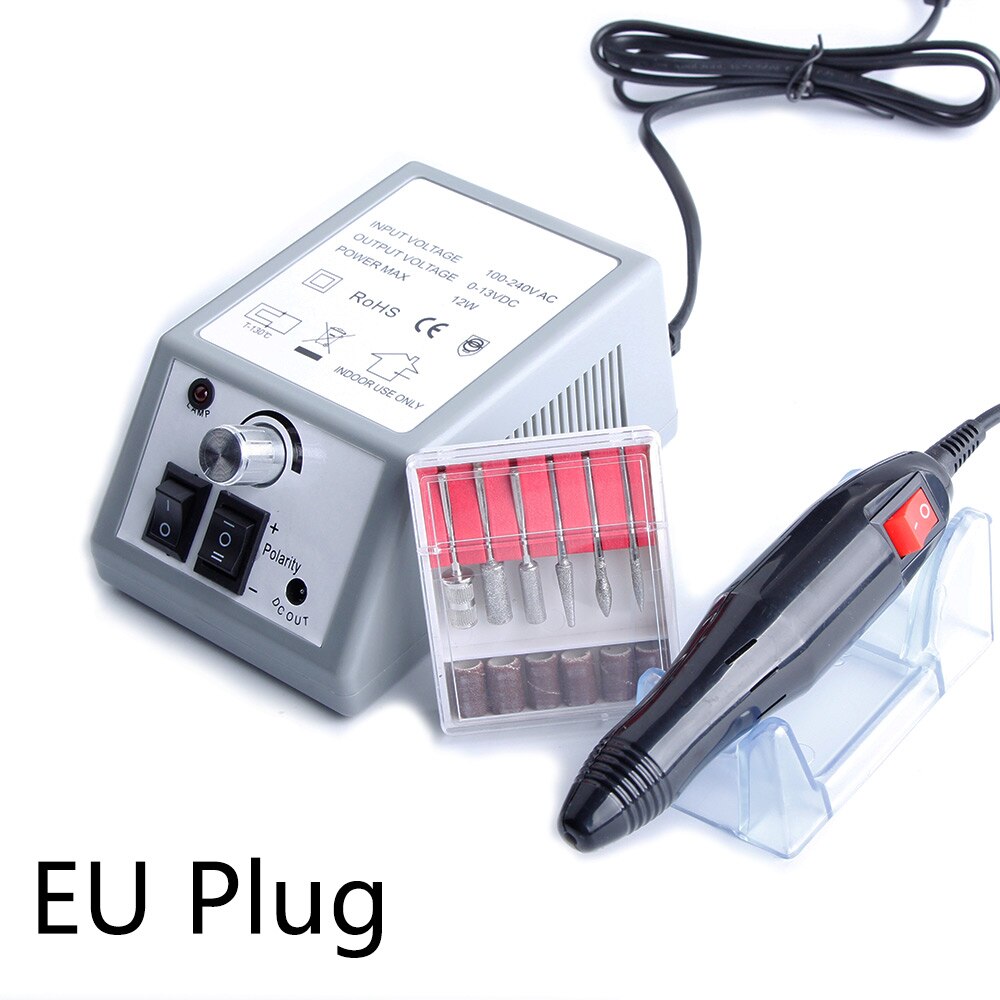 20000 rpm elektrisk manikyrsett bortilbehør neglefilbits manikyrmaskin elektrisk gellakkfjernersett: Grå eu
