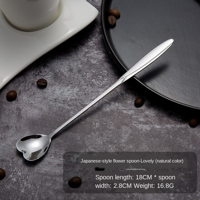 Flowers Gold Spoon Long Handle Dessert Tea Coffee Mixing Spoon Stainless Steel Vintage Teaspoons Drink Tableware 1PC: C
