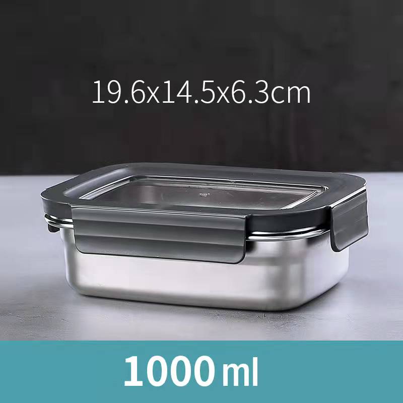 304 Stainless Steel Food Preservation Box Refrigerator Crisper Set Fruit Sealed Box Lunch Box Table Freezer Box Tableware
