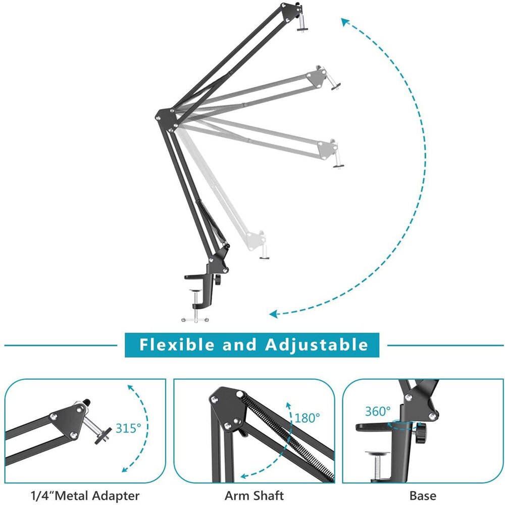 Suspension bom sakse arm webcam stativ med justerbar stabilisator web kamera stativ til logitech web cam  c922 c930 w8 w5 c920