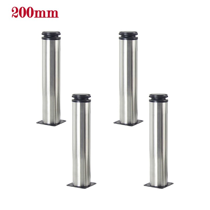 Stainless Steel Furniture Height Metal Adjustable Legs Feet Cabinet Table Sofa Bed Chair Legs Furniture Support Hardware thicken: 4 X 200mm