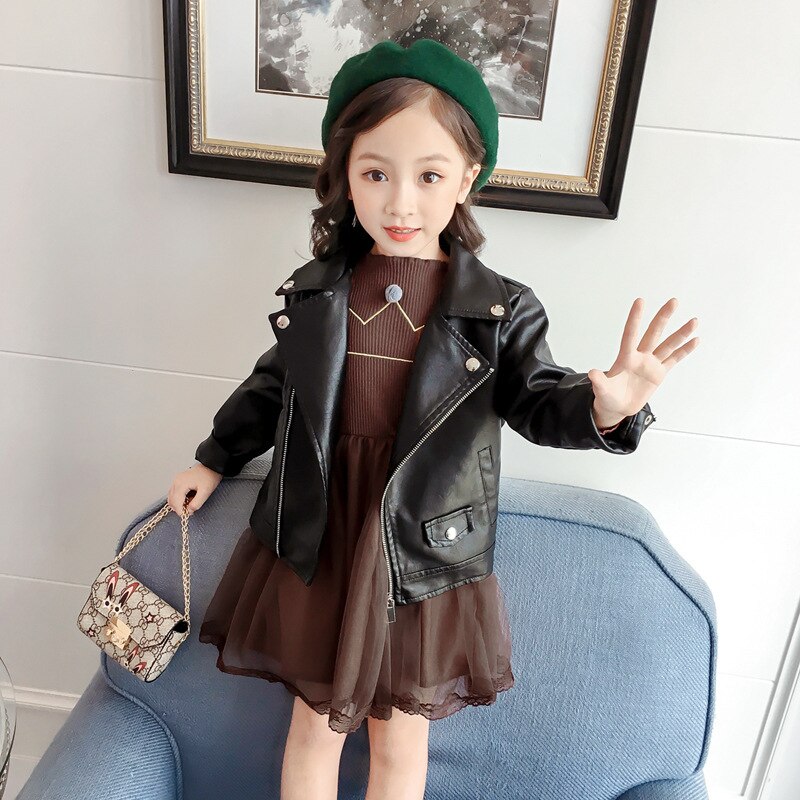 Baby Girl Boy Spring Autumn Winter PU Coat Jacket Kids Leather Jackets Children Coats Overwear Clothes 2-10Y