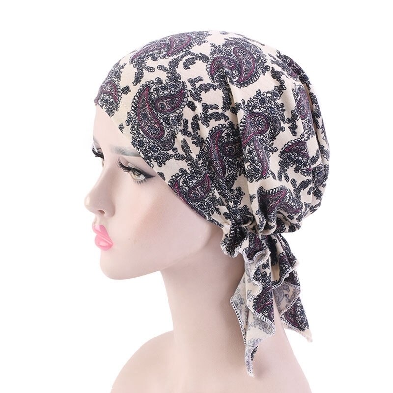 58cm kvinnor bomull hårmössor bandana halsduk färdigbunden chemo hatt mössa turban huvudbonader för cancer turbante dampatienter: Typ 11