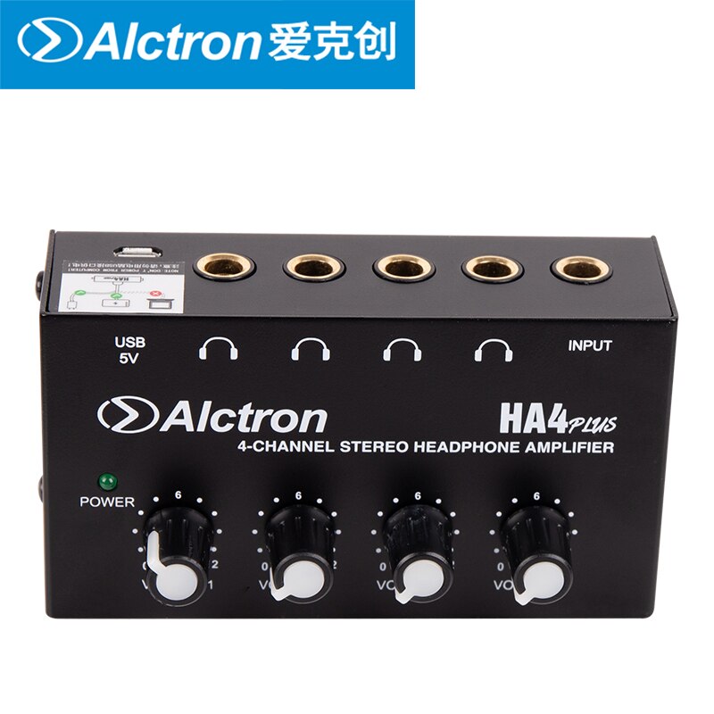 Più nuovo ALCTRON ah4più 4-canale stereo mini Amplificatore per Cuffie interfaccia USB alimentato studio di registrazione divisore della cuffia