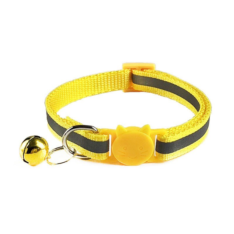 Collar de gato Breakaway con campana, collares reflectantes para gatos collares para mascotas de tamaño Ideal para gatos o perros: YELLOW