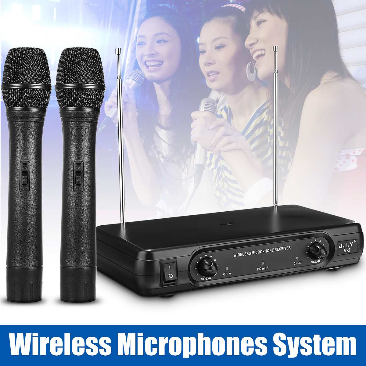 Dual Berufs VHF Drahtlose Mikrofon System kabellos Handheld Mic Empfänger Mikrofone Karaoke mit 2 Mikrofone
