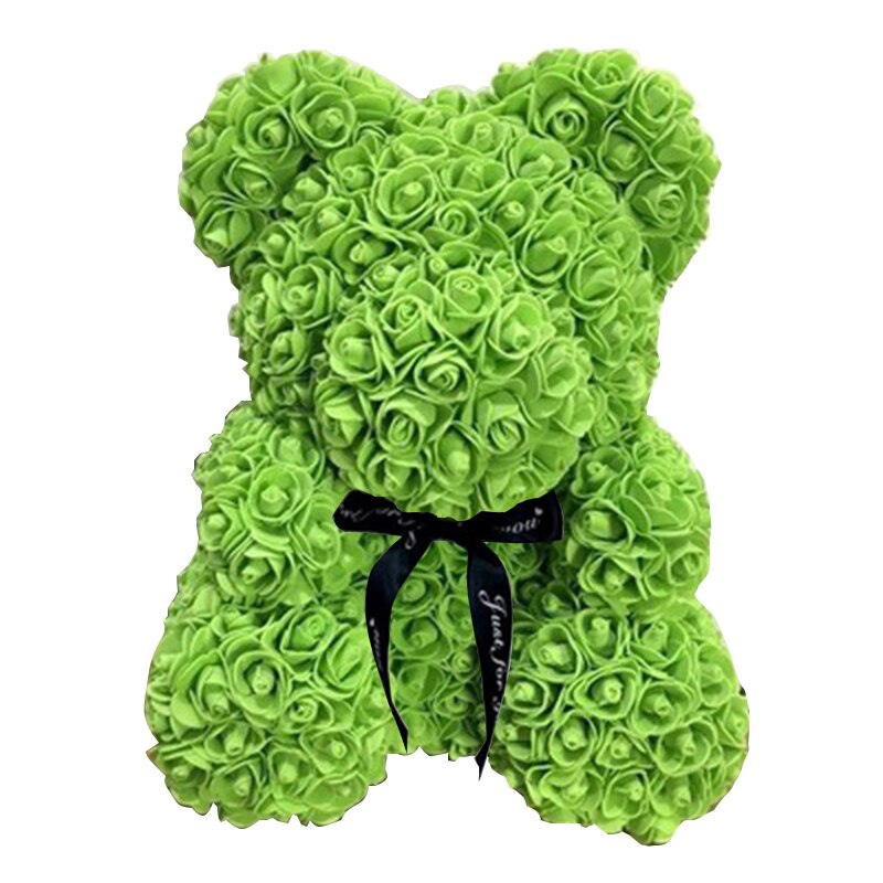 Diy 25 Cm Teddy Rose Beer Met Doos Kunstmatige Pe Bloem Beer Rose Valentijnsdag Voor Vriendin Vrouwen Vrouw moeder Dag: Green