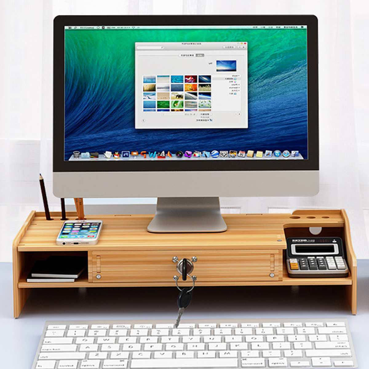 Plank Laptop-Stand-Houder Hout Desktop Monitor Stand Computer Scherm Riser Plank Plint Sterke Laptop Stand Bureau Houder