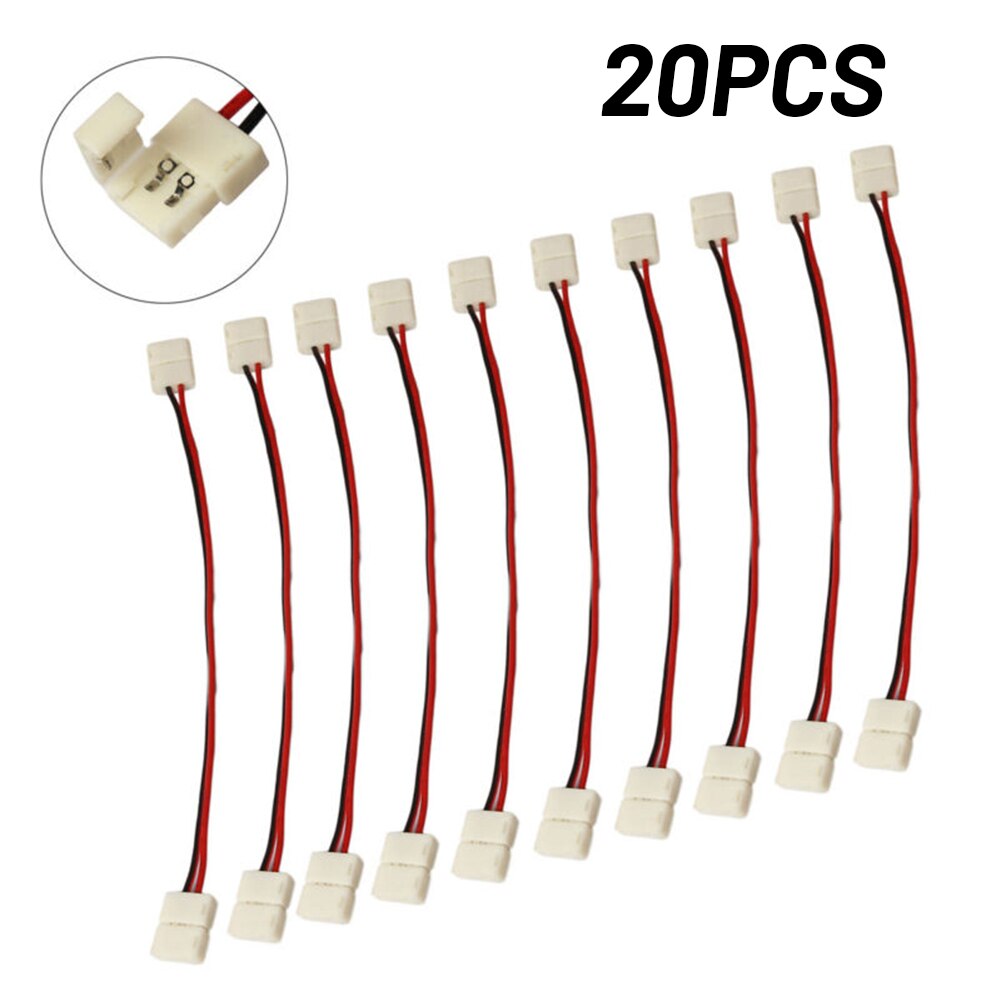 20PCS PCB To PCB Connector Adapter For 3528 2 Pin Single Colour LED Strips LED Lights Strip 2 Pin Connector Wire