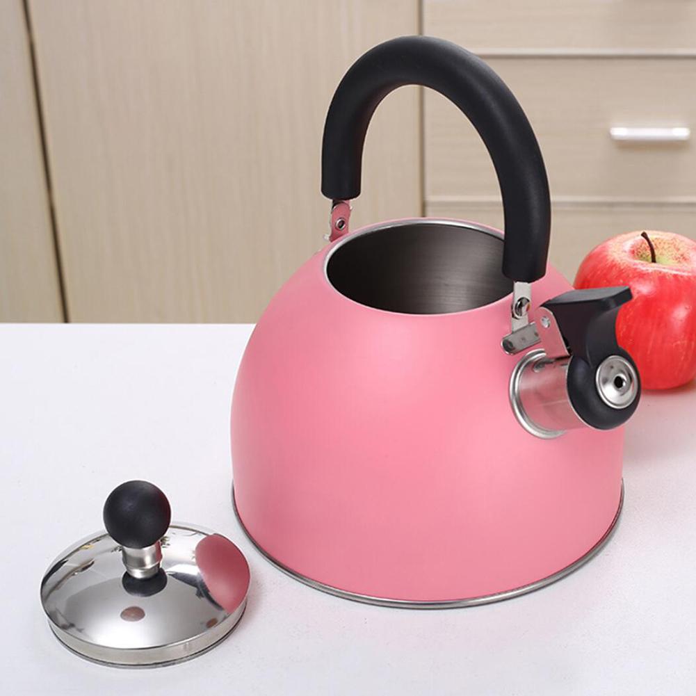 2L Pink Whistling Kettle For Gas Stove All Stovetops Stainless Steel Coffee Tea Rising Kettle With Whistle Teapot