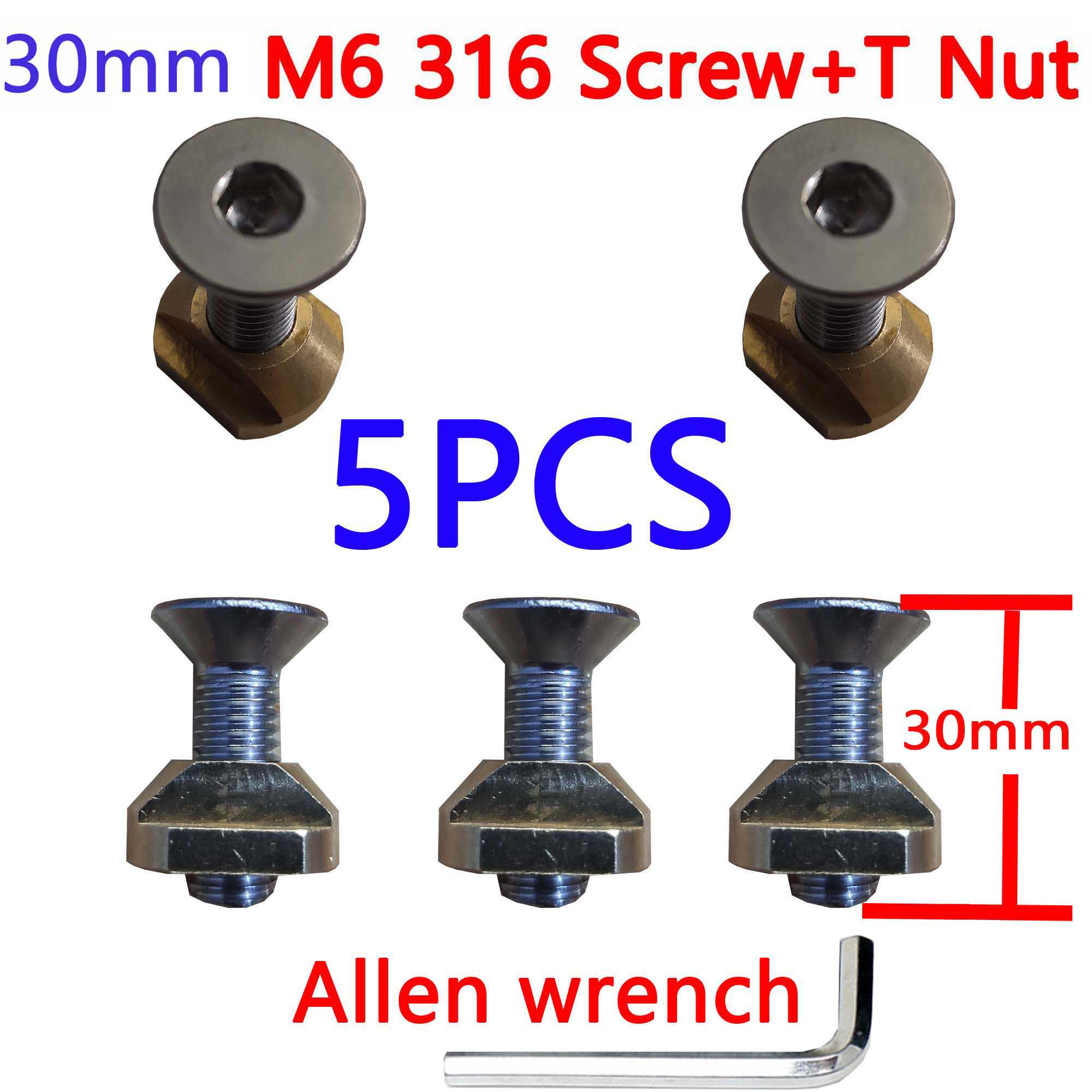 Hydrofoil Mounting Allen wrench 316 screws(25mm and 30mm) and M6 T-Nuts: 5-6-30-b