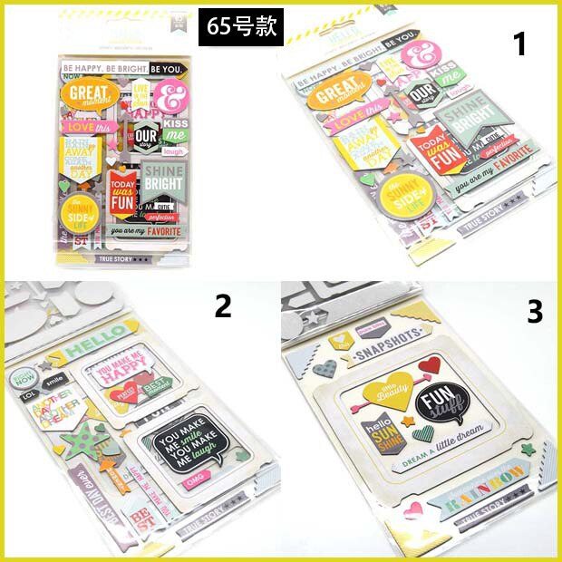 65Pcs Opmerking Voor Liefde Cardstock Gestanst Stickers Voor Scrapbooking Gelukkig Planner/Card Making/Journaling Project Craft