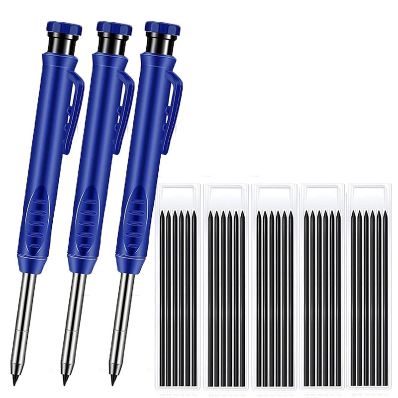 Solid Carpenter Pencil Set Woodworking Tools Mechanical Pencil Set Construction Carpenter Marker Multi-box Refill Leads Scriber: Clear