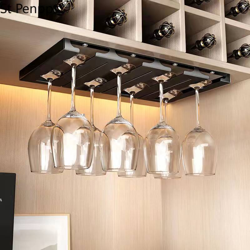Estante para copas de vino debajo del gabinete, colgador de almacenamiento, organizador de Metal para Bar y cocina
