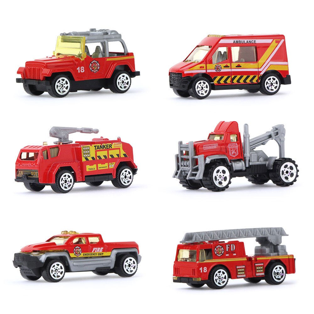 Bambini Aeromobili Giocattoli con Musica Leggera di Stoccaggio Aereo Mini Pressofuso In Lega di Veicoli di Ingegneria Antincendio Auto Set Regalo di Natale per I Ragazzi: B 6 Fire Trucks