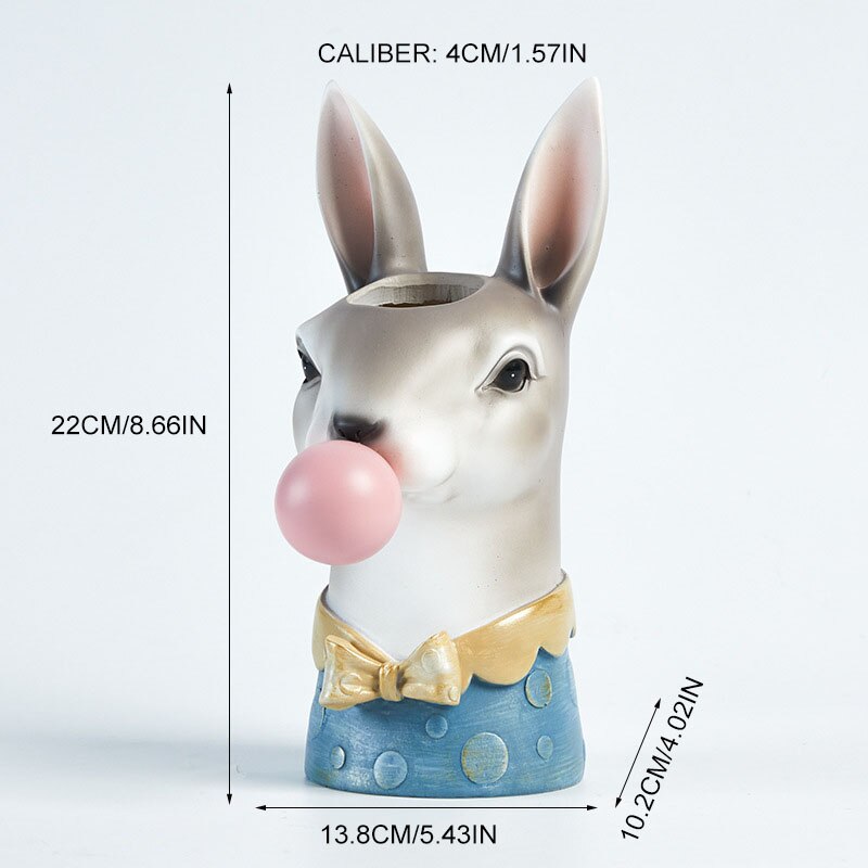 Creatieve Moderne Dierenkop Hars Succulent Vaas Bloempot Hand Schilderen Giraffe Zebra Panda Bellen Blazen Dier Buste Figuur