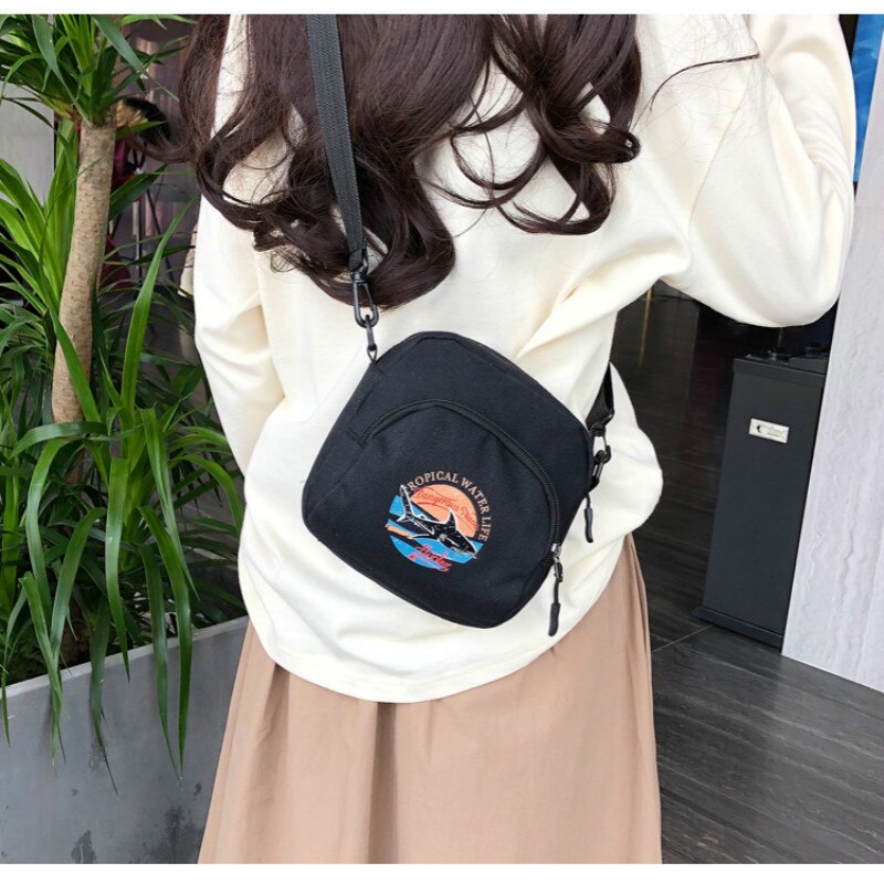 Japanese Canvas Women Bags Casual Messenger Bag Harajuku Style Ulzzang Small Square Bag Literary Simple Shoulder Bag