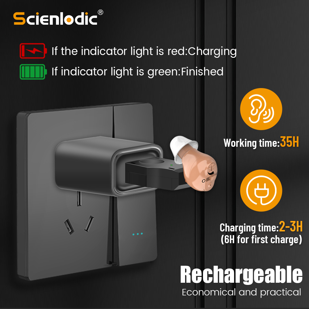 Appareil auditif Invisible, aide auditive Rechargeable CIC, Mini aide auditive pour personnes âgées sourdes, amplificateur auditif