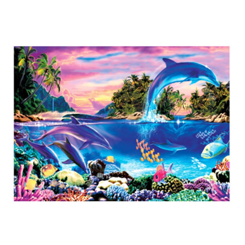 100 pieces Dolphin Bay themed puzzles for adults and children, best for kid, beautiful Christmas pattern puzzle