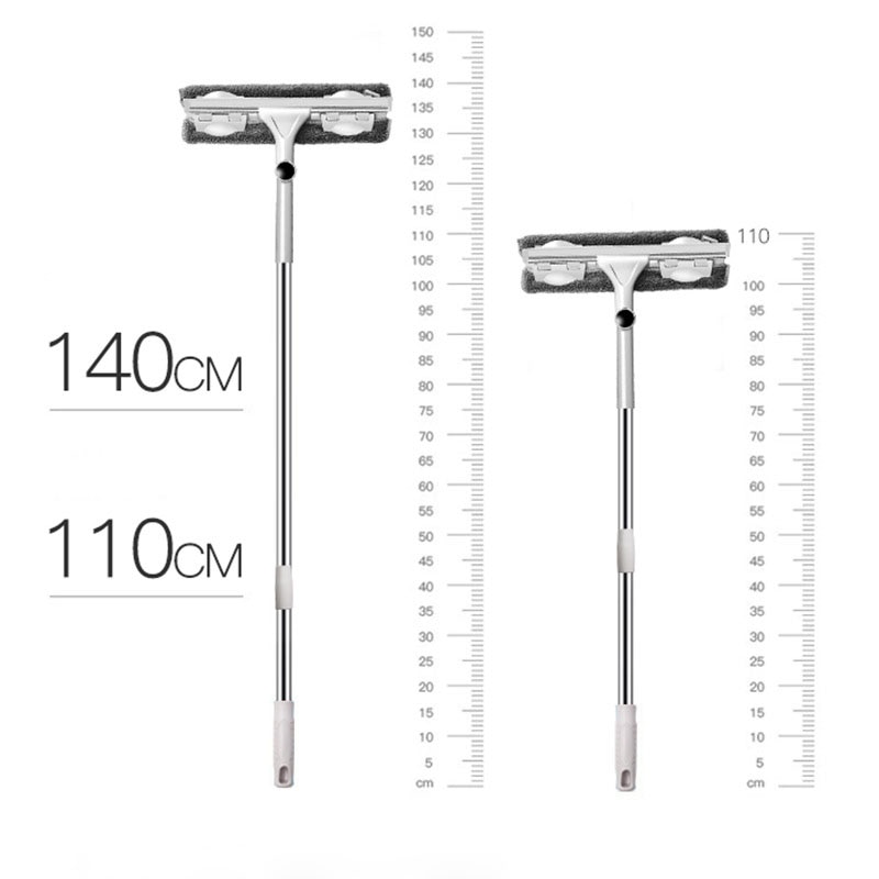 Rotating Head Glass Cleaning Mop Telescopic High-Rise Windows Cleaner Silicone Scratch Strip Long Handle Fiber Window Scrubbe