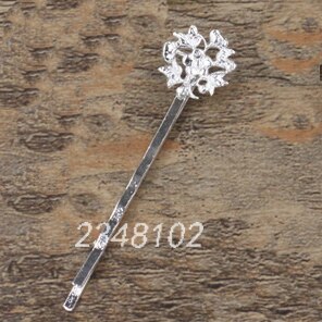 10 stks 6 Kleur Vintage Bloem Haar Sieraden Charm Vrouwen Haarspeld Woord Map Hairclips Haarspeldjes Retro Haar Dragen Accessoires DIY: Silver
