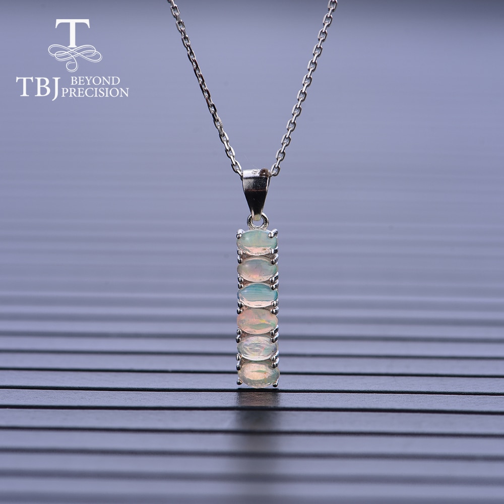 925 sterling silver with natural opal pendant necklace long pendant with 2ct natural gemstones fine jewelry for women daily wear