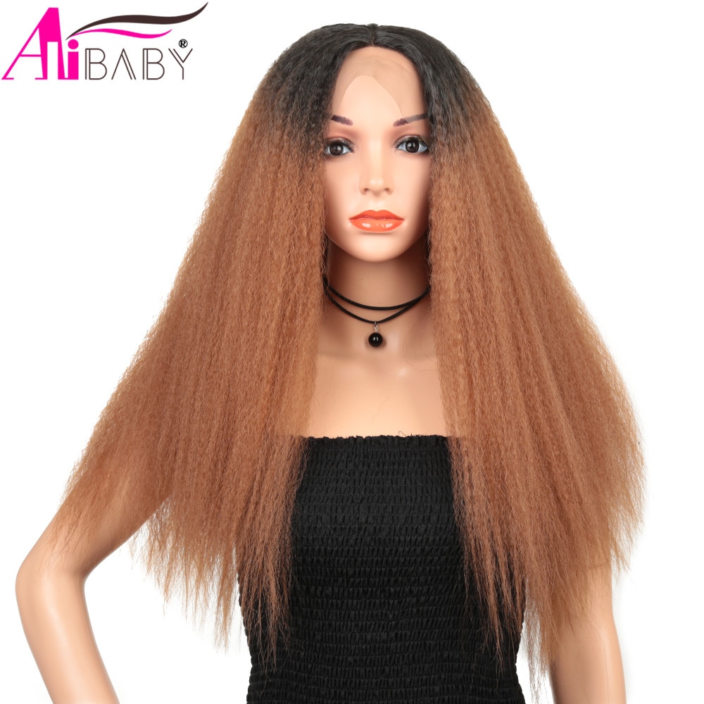 Synthetic Lace Front Wigs With Natural Hairline Long Afro Yaki Wigs 150% Density For Black Or White Women Alibaby