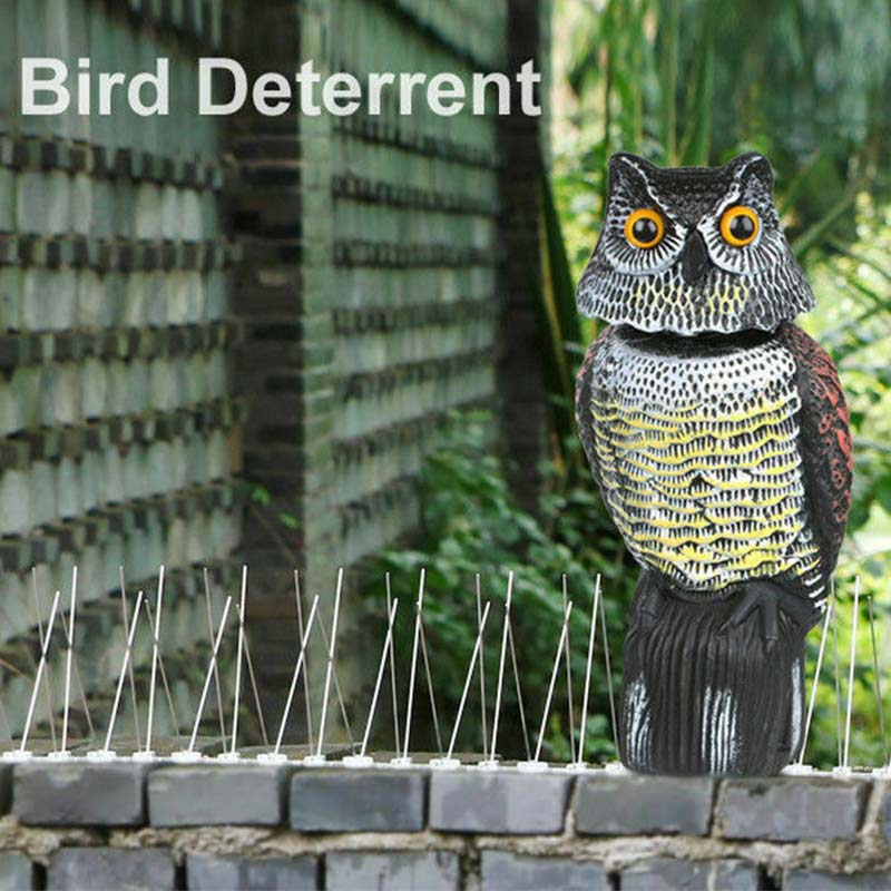 Realistic Bird Scarer Rotating Head Sound Owl Prowler Decoy Protection Repellent Pest Control Scarecrow Garden Yard Move