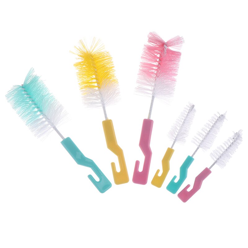 Baby Bottle Brushes Nipple Nylon Bristles Straight Shank Cleaning Brush Set Cup