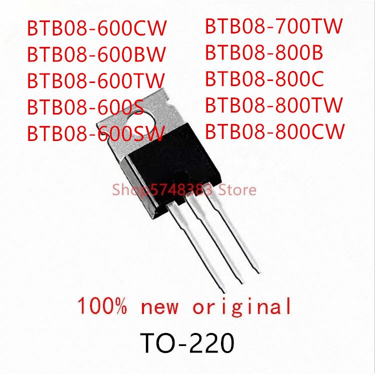 10PCS BTB08-600CW BTB08-600BW BTB08-600TW BTB08-600S BTB08-600SW BTB08-700TW BTB08-800B BTB08-800C BTB08-800TW BTB08-800CW TO220