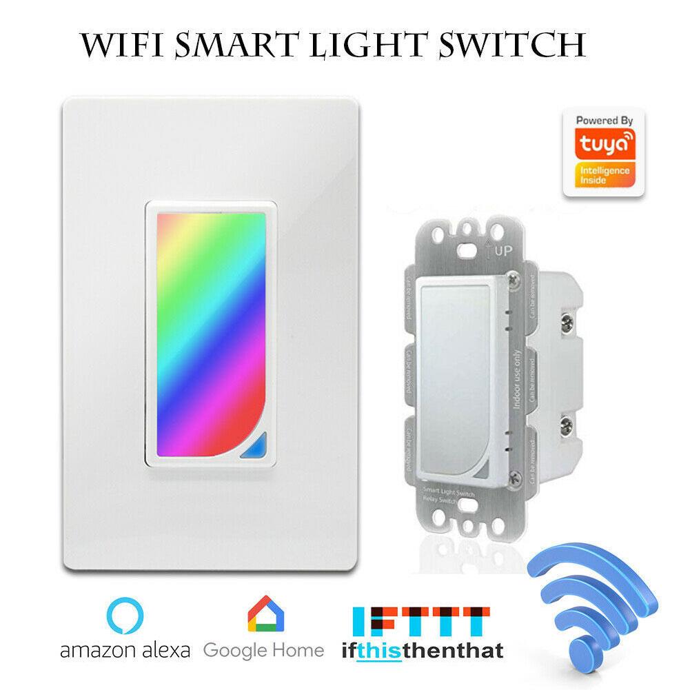 Wifi Smart Home Light Dimmer Switch LED RGB Scene 1200 Colors Light Switch Compatible with Smart Life Tuya Google Home Alexa