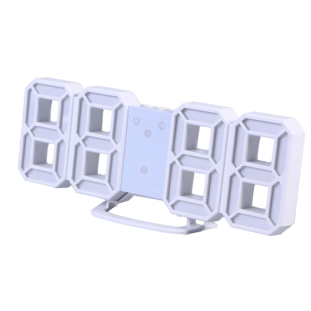 Modern Home Wall Clock Timer 3D LED Digital Wall Clock (White)