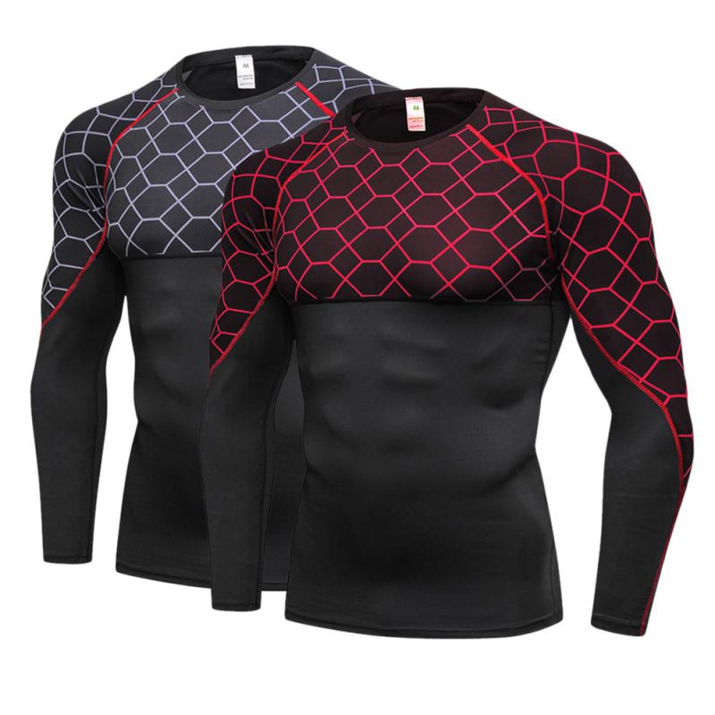 Man Quick Dry Compression Shirt Long Sleeves T Shirt Plus Size Fitness Clothing Solid Colorquick Dry Bodybuild Fitness Shirt