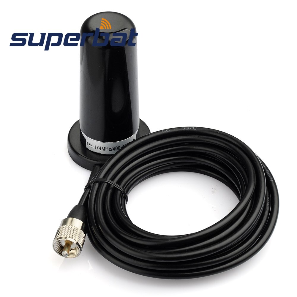 Superbat VHF/UHF Dual Band Intercom Vehicle Radio Antenna Magnet Mount NMO for Car Truck Amateur Radio Marine VHF Radio