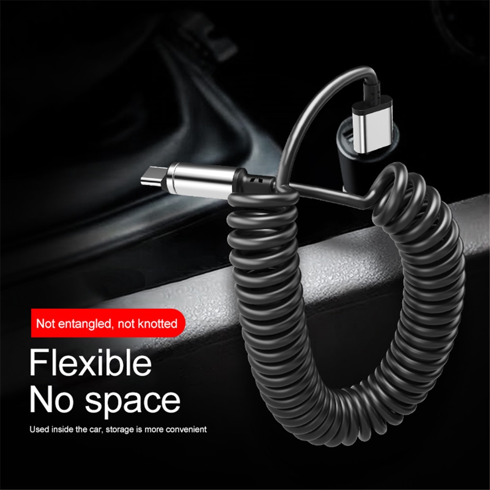 3A Magnetic Cable Spring Micro USB Charger Type C 8 Pin Fast Charging Cable For iPhone 11 Samsung S9 Huawei P30 Retractable Cord