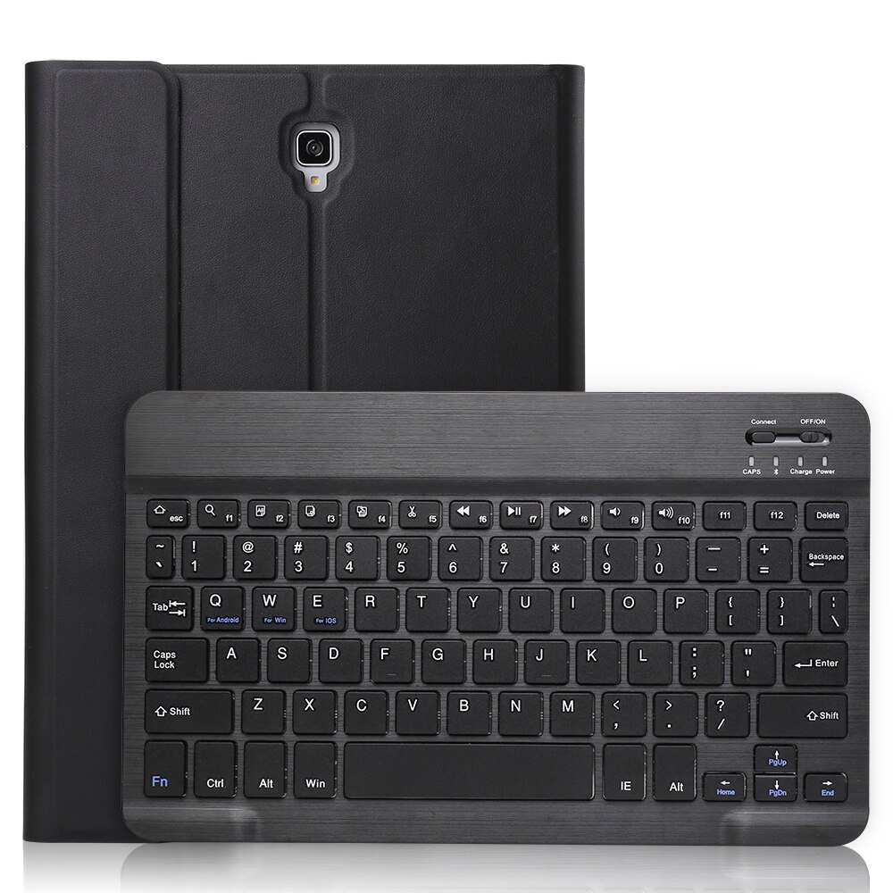 Draadloze Bluetooth Keyboard Case Voor Samsung Galaxy Tab S4 10.5 T830 T835 Met Pen Houder Lederen Beschermhoes Tablet Cover: Black